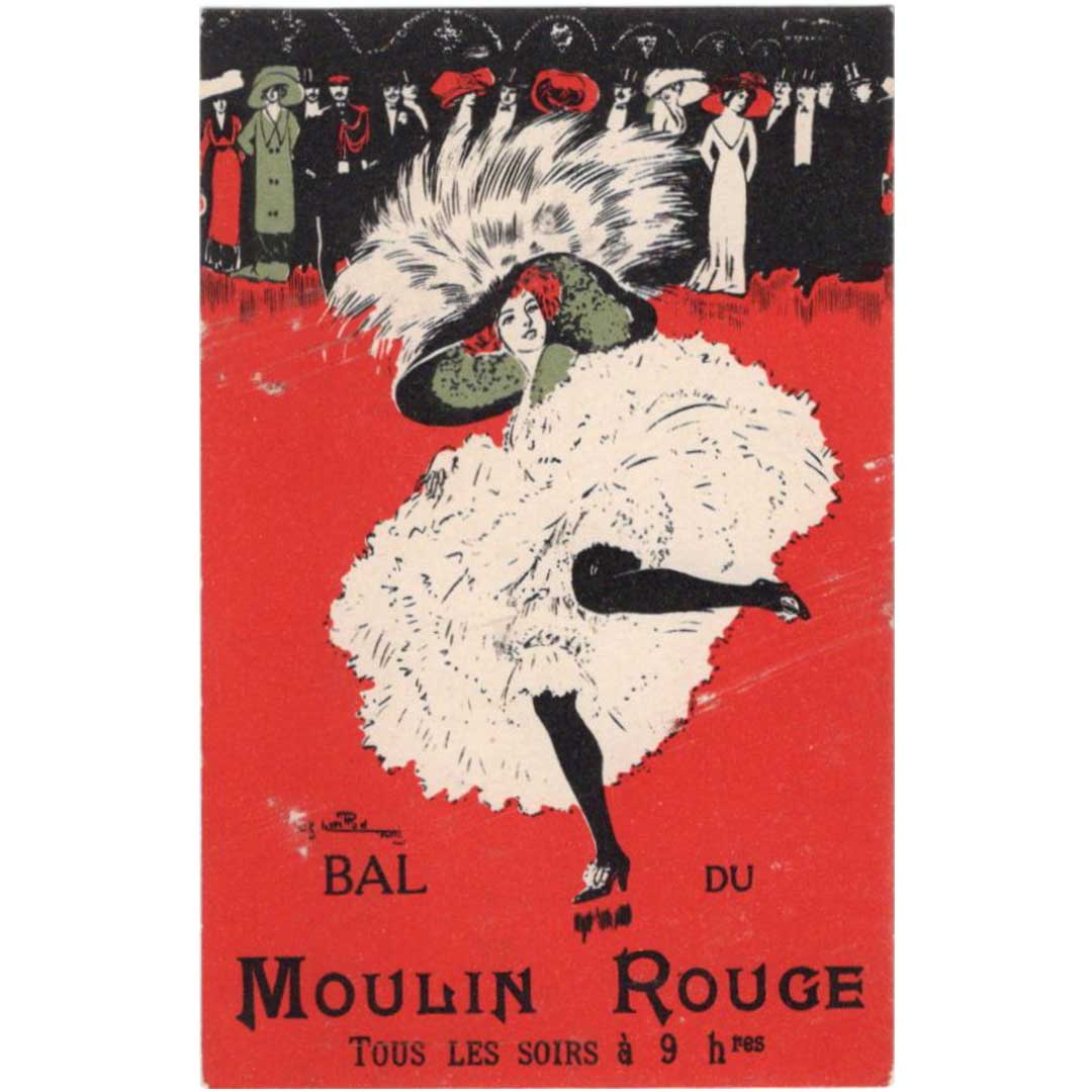 Charles Naillot "Ball at the Moulin Rouge" circa 1910 Antique postcard