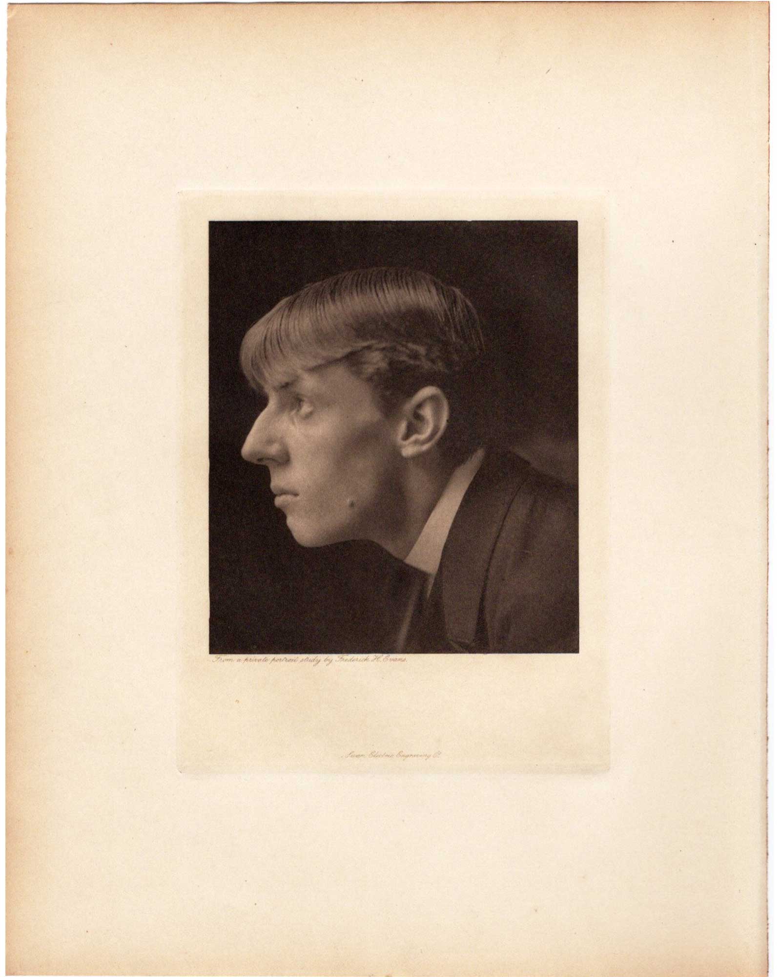 写真｜オーブリー・ビアズリー（フレデリック・エヴァンス撮影・横顔）1899年初版 ジョン・レーン版画集より