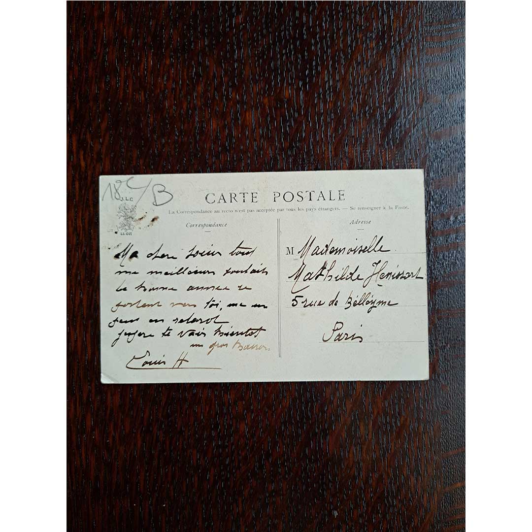 《パリ　ミュラー通りとサン・ピエール広場》｜ 1908年消印 アンティーク写真絵はがき