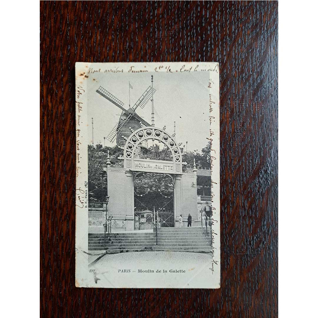 "Moulin de la Galette, Paris" | Antique photo postcard postmarked in 1903