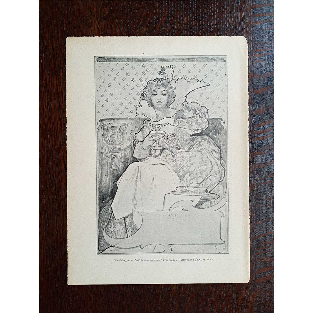 Alphonse Mucha's "Biscuit Poster Design" and "Menu Study"