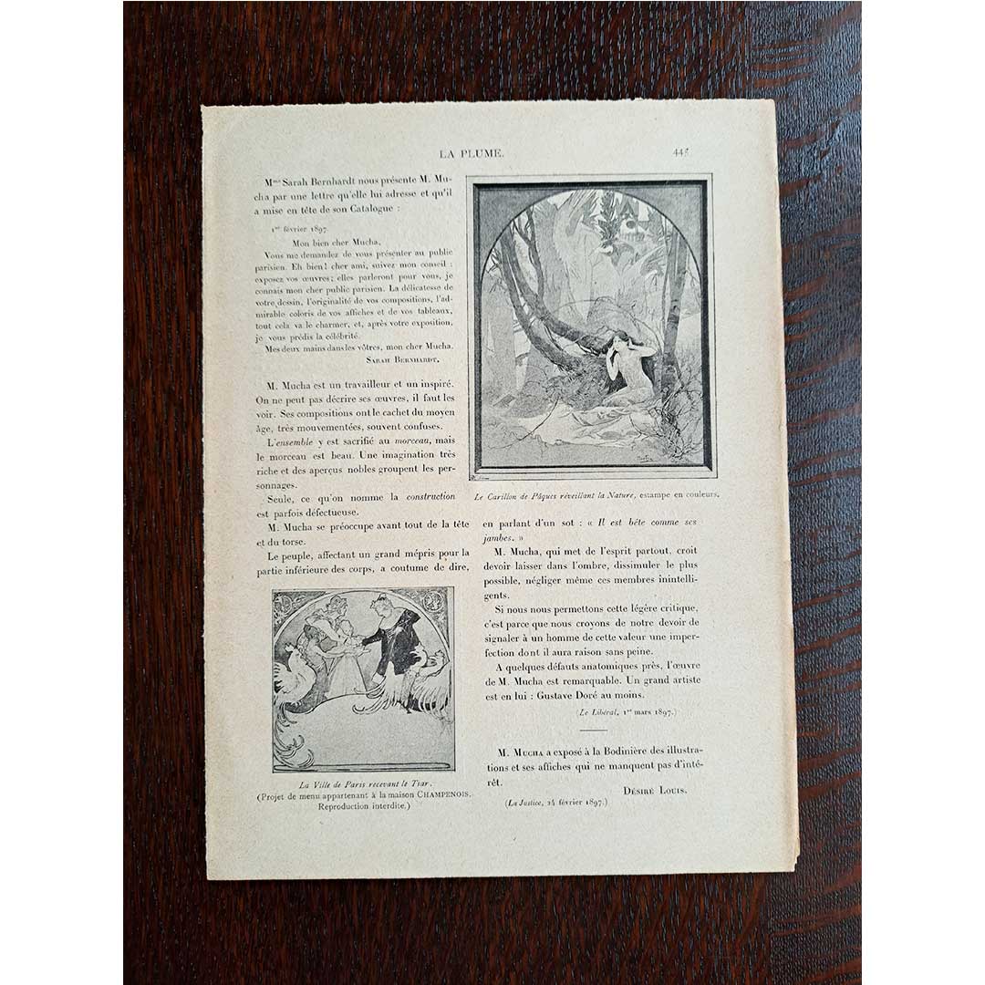 Alphonse Mucha's "Champagne Poster" and "Knight Laurent Stained Glass" designs