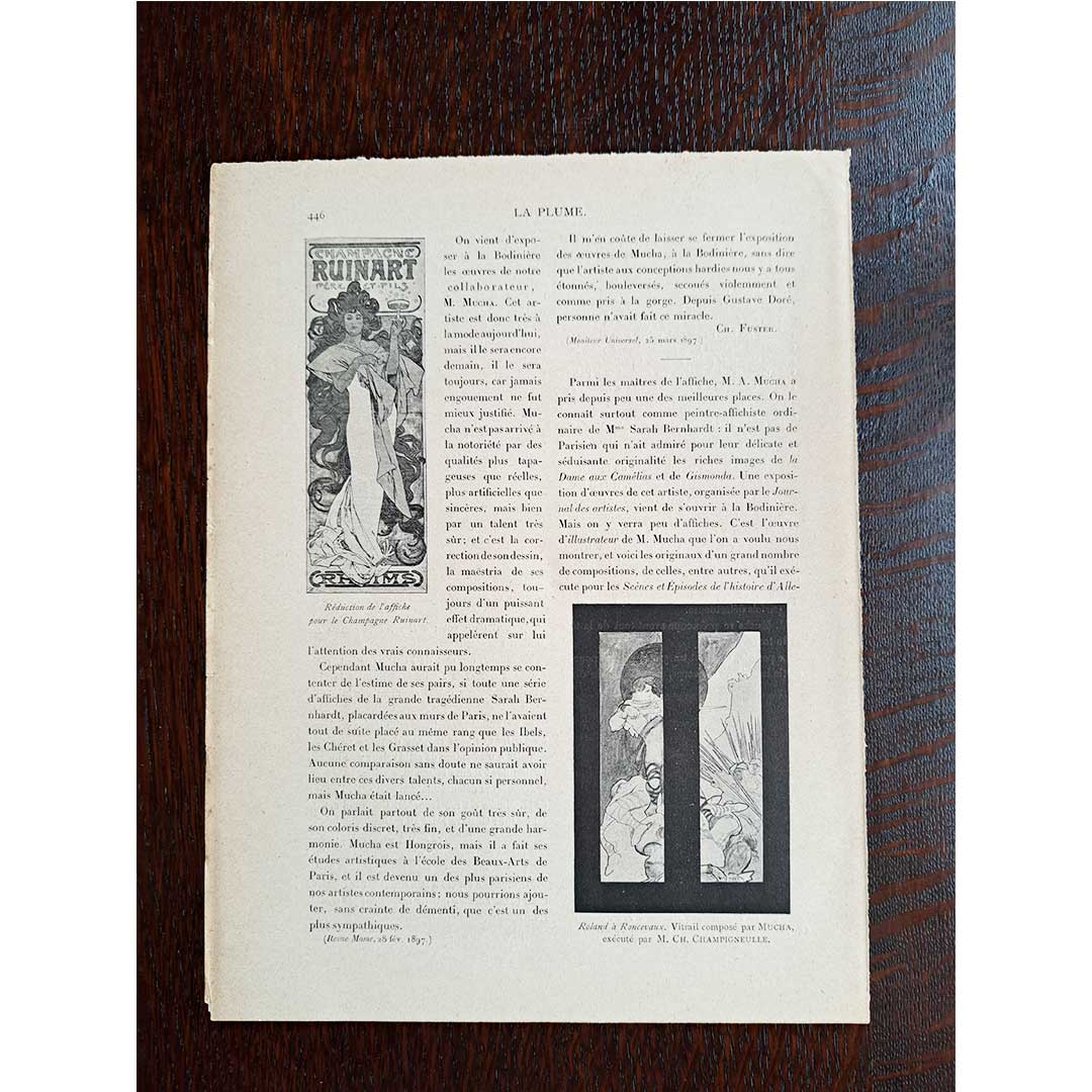 Alphonse Mucha's "Champagne Poster" and "Knight Laurent Stained Glass" designs