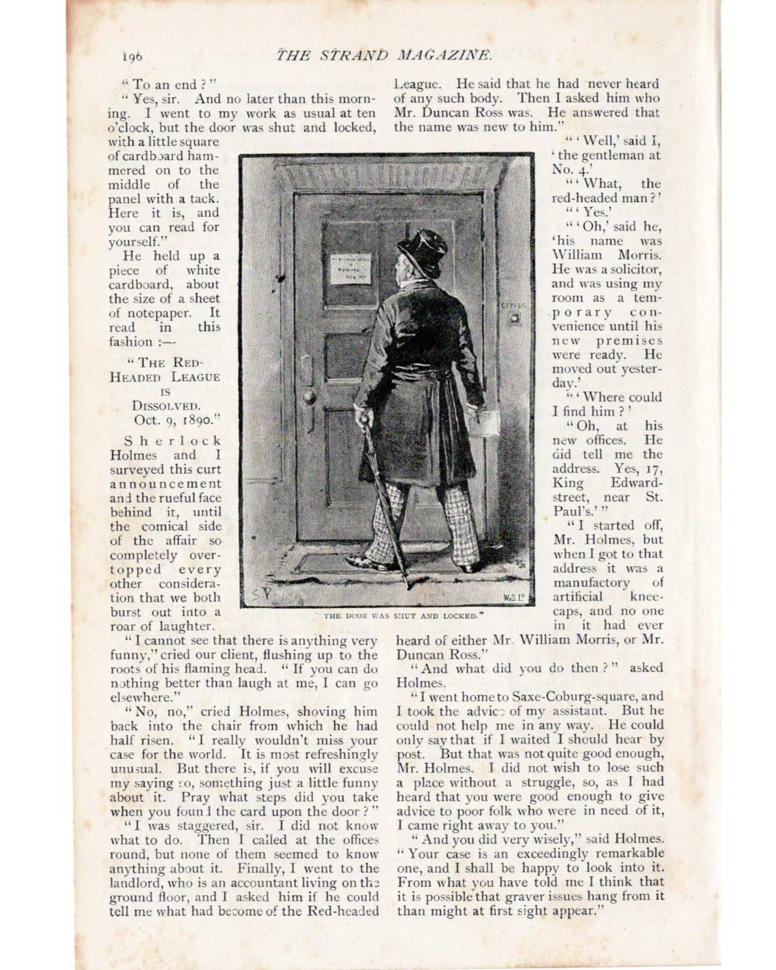 Sherlock Holmes "The Red-Headed League" (The Red-Headed League has been dissolved.) / Sidney Paget (1891)