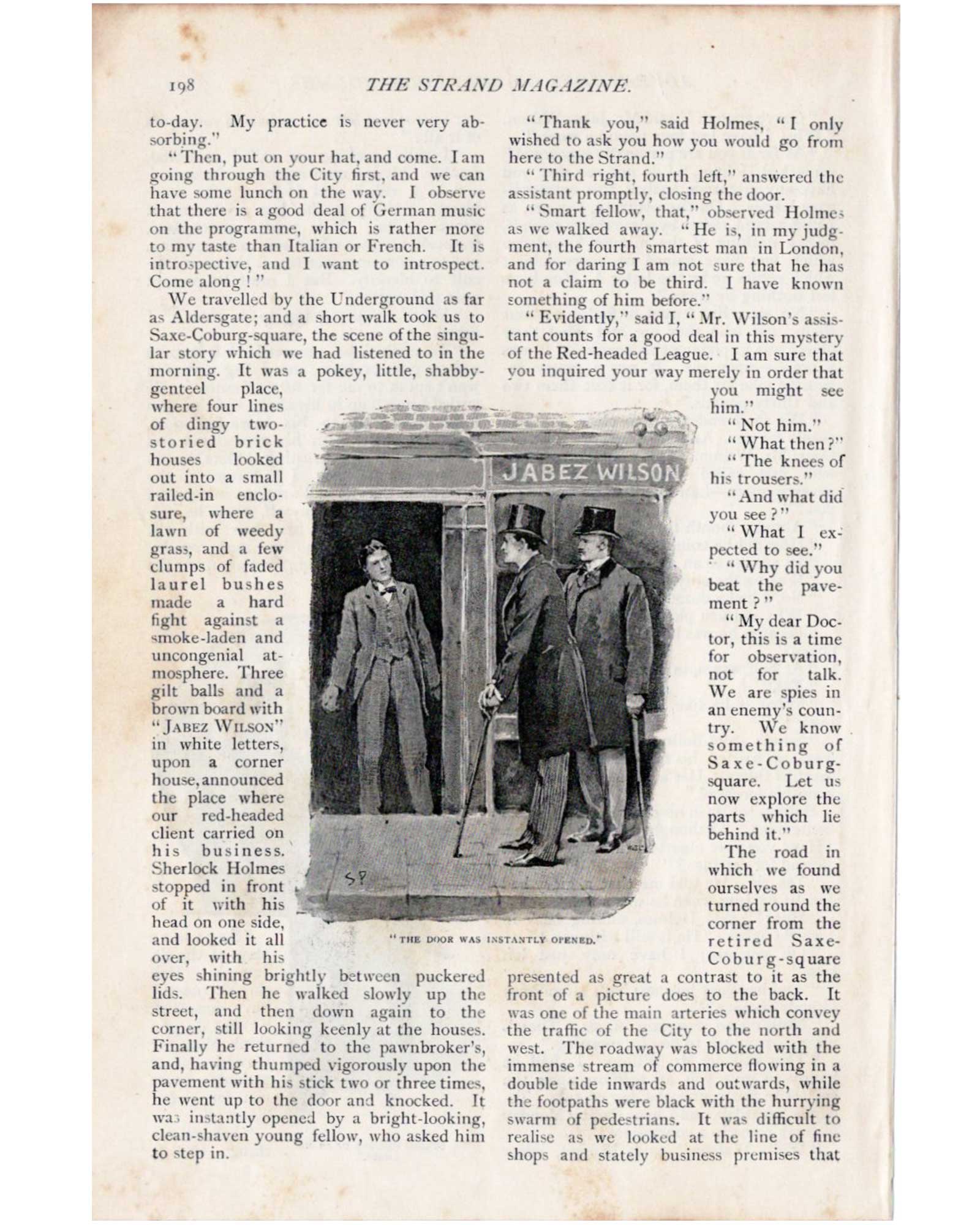 Sherlock Holmes "The Red-Headed League" (Holmes sitting hunched in a chair) / Sidney Paget (1891)