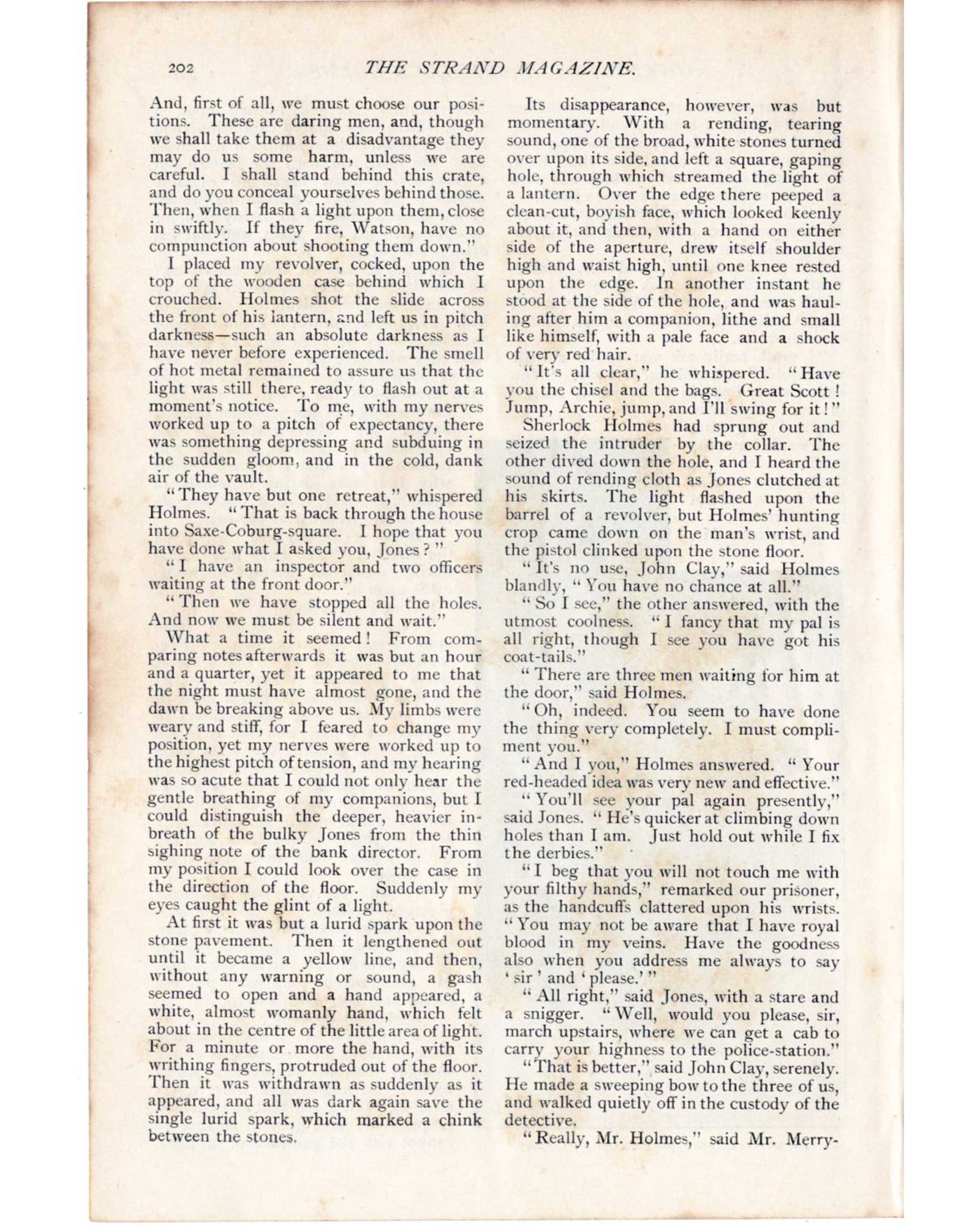 Sherlock Holmes "The Red-Headed League" (Holmes and Watson descending into the bank's basement) / Sidney Paget (1891)