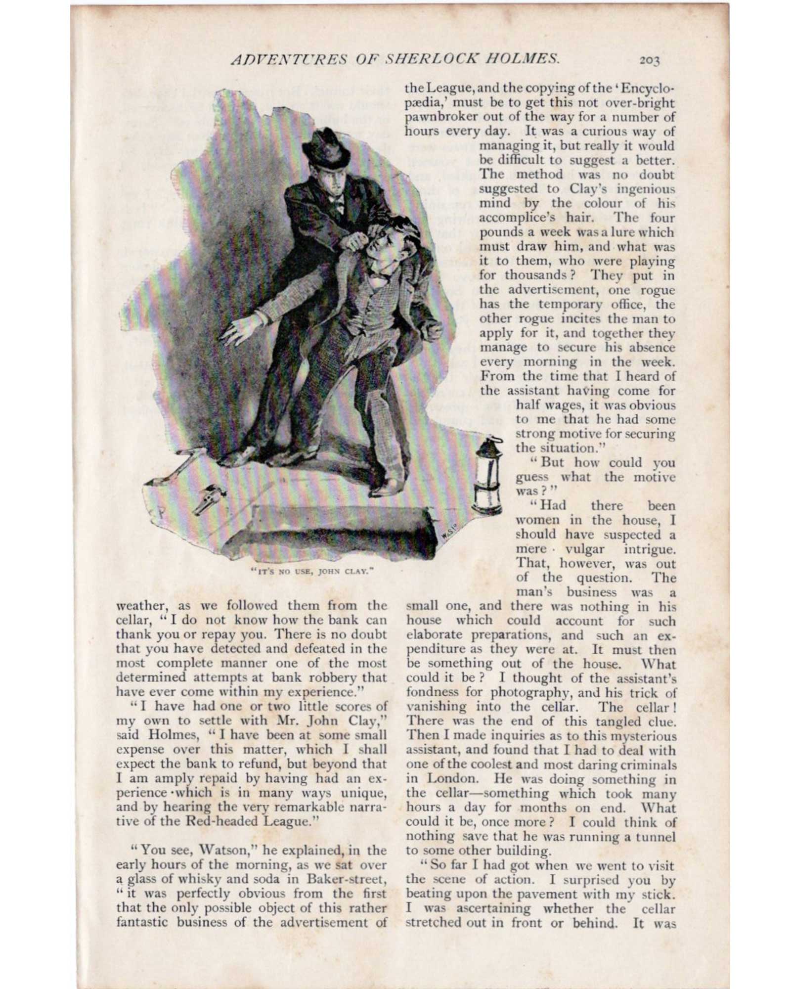 Sherlock Holmes "The Red-Headed League" (It's No Use Resisting, John Clay) / Sidney Paget (1891)