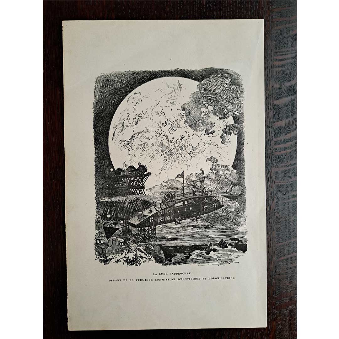 アルベール・ロビダ≪月へ≫『20世紀』1883年｜絵画・版画・挿絵