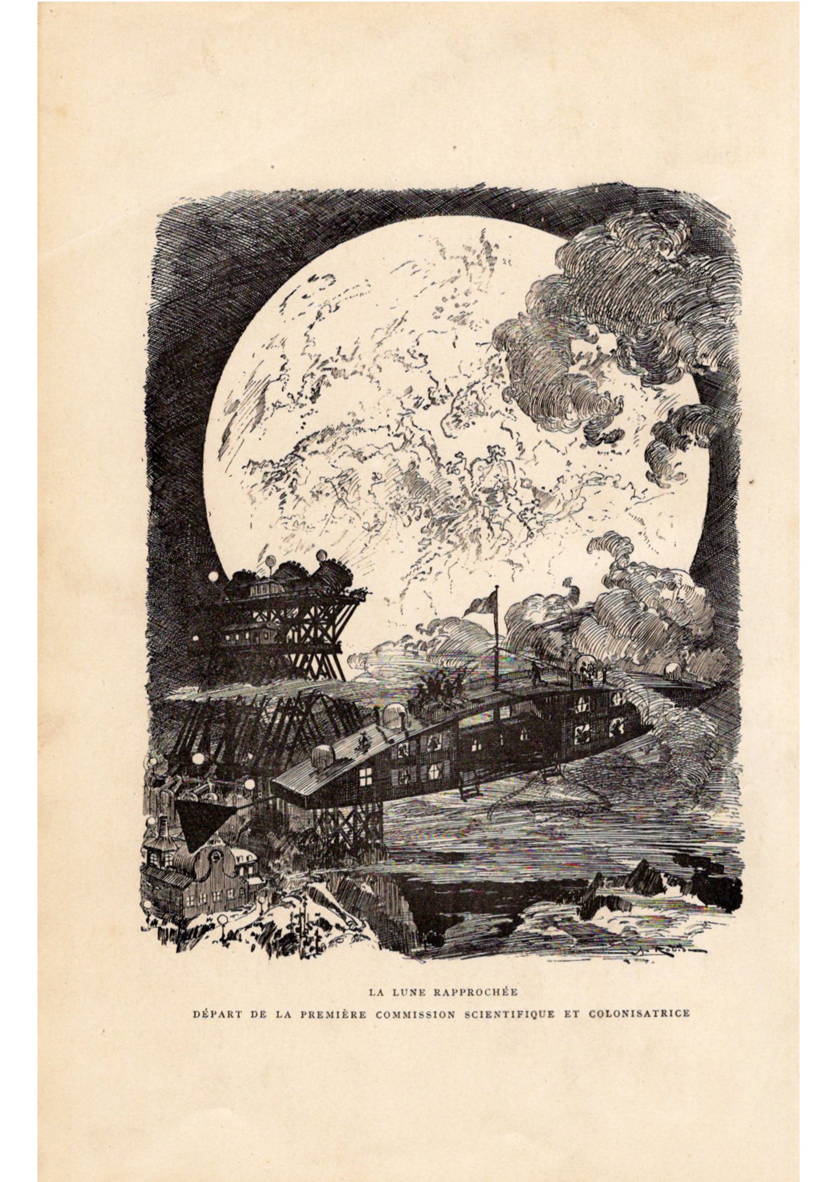 アルベール・ロビダの挿絵≪月へ≫『20世紀』スキャン画像
