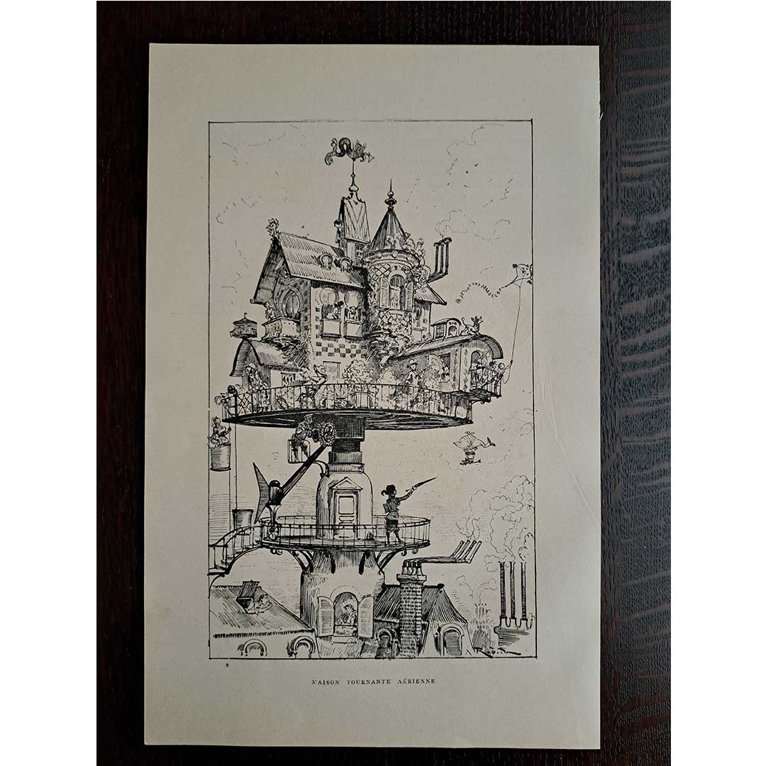 Albert Robida, "Rotating House in the Sky" from "20th Century"