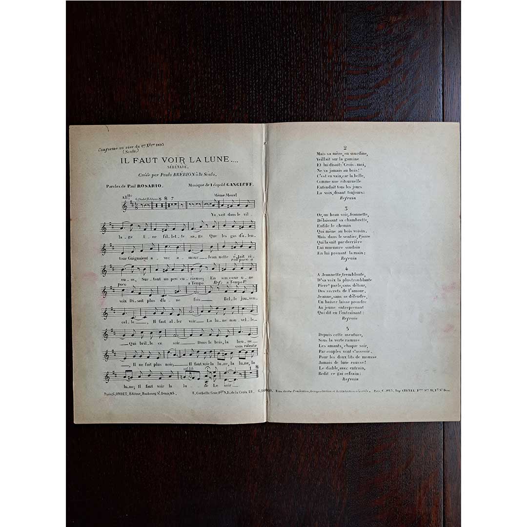 "Looking at the Moon" (1893) Chanson sheet music