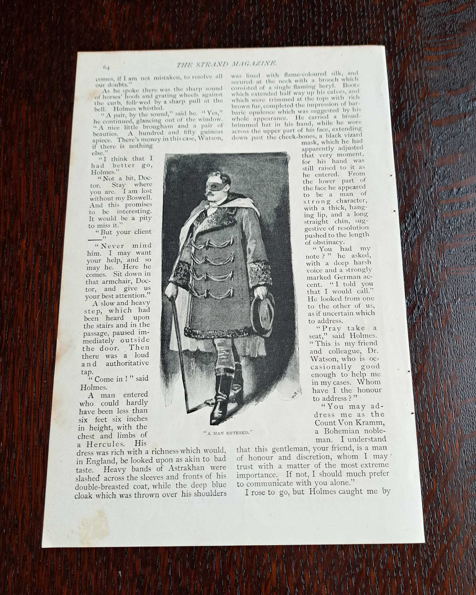 Sherlock Holmes "A Scandal in Bohemia" (Watson Examining Handwriting &amp; The Disguised King of Bohemia) / Sidney Paget (1891)