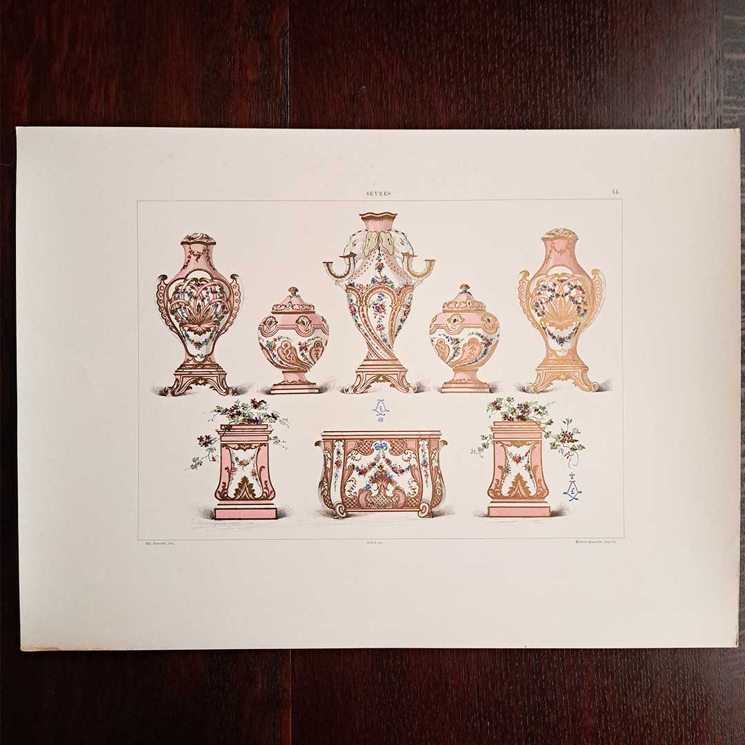 Sèvres soft-paste porcelain plate No. 20 "Five Urns and Vases"