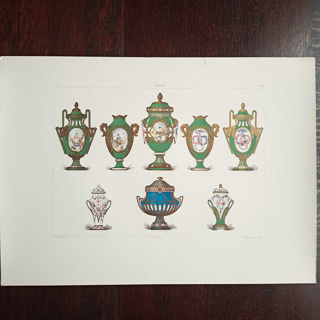 Sèvres soft porcelain "Eight Vases" plate No. 27
