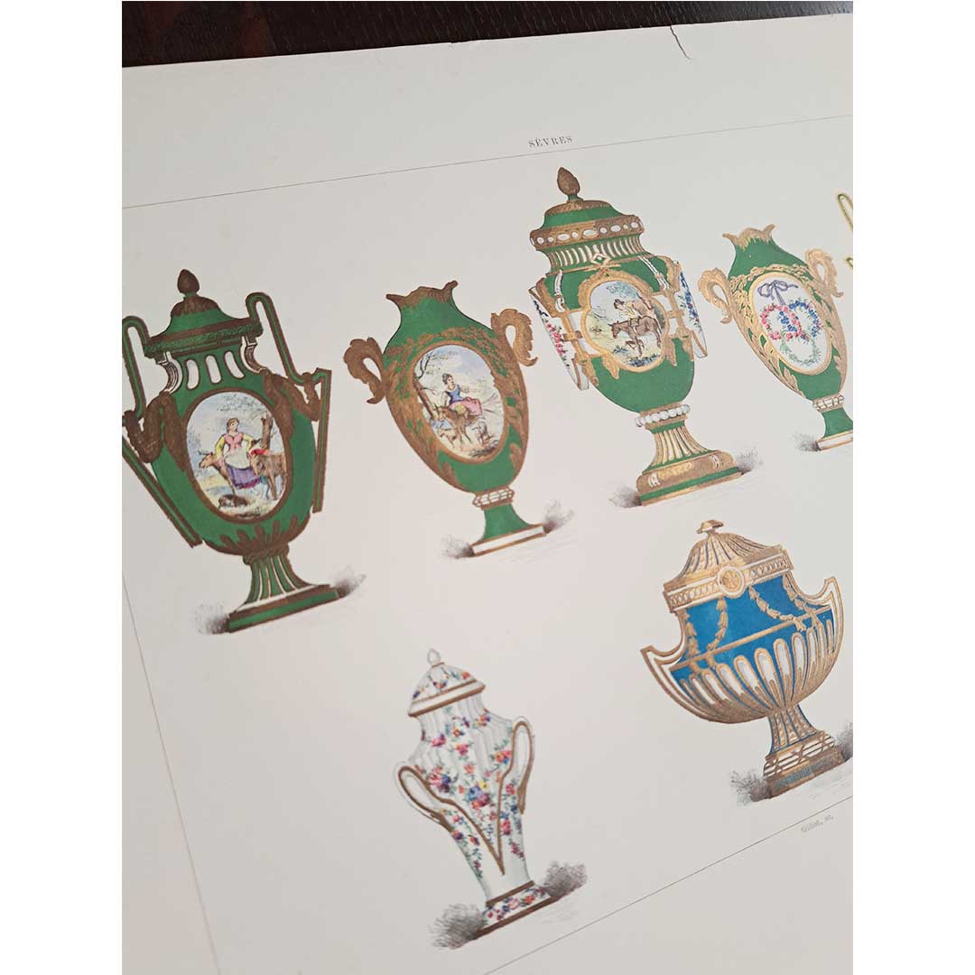 Sèvres soft porcelain "Eight Vases" plate No. 27