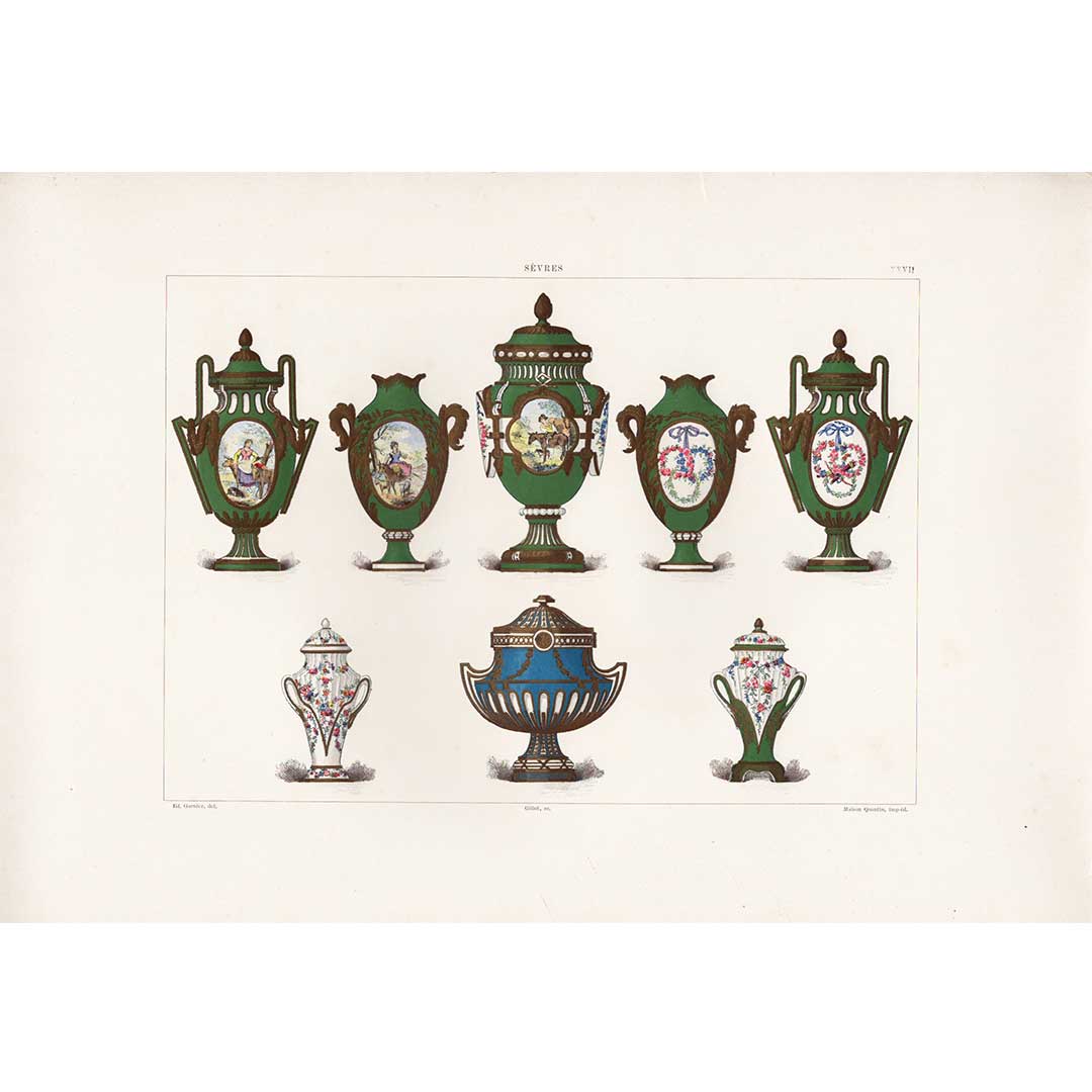 Sèvres soft porcelain "Eight Vases" plate No. 27