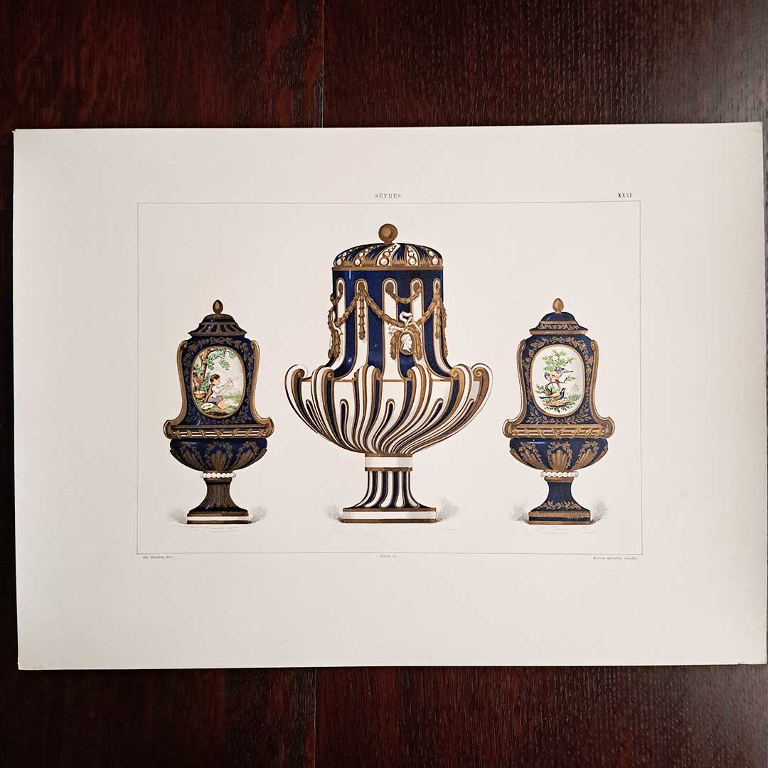 Sèvres soft porcelain "Three Vases" plate No. 31