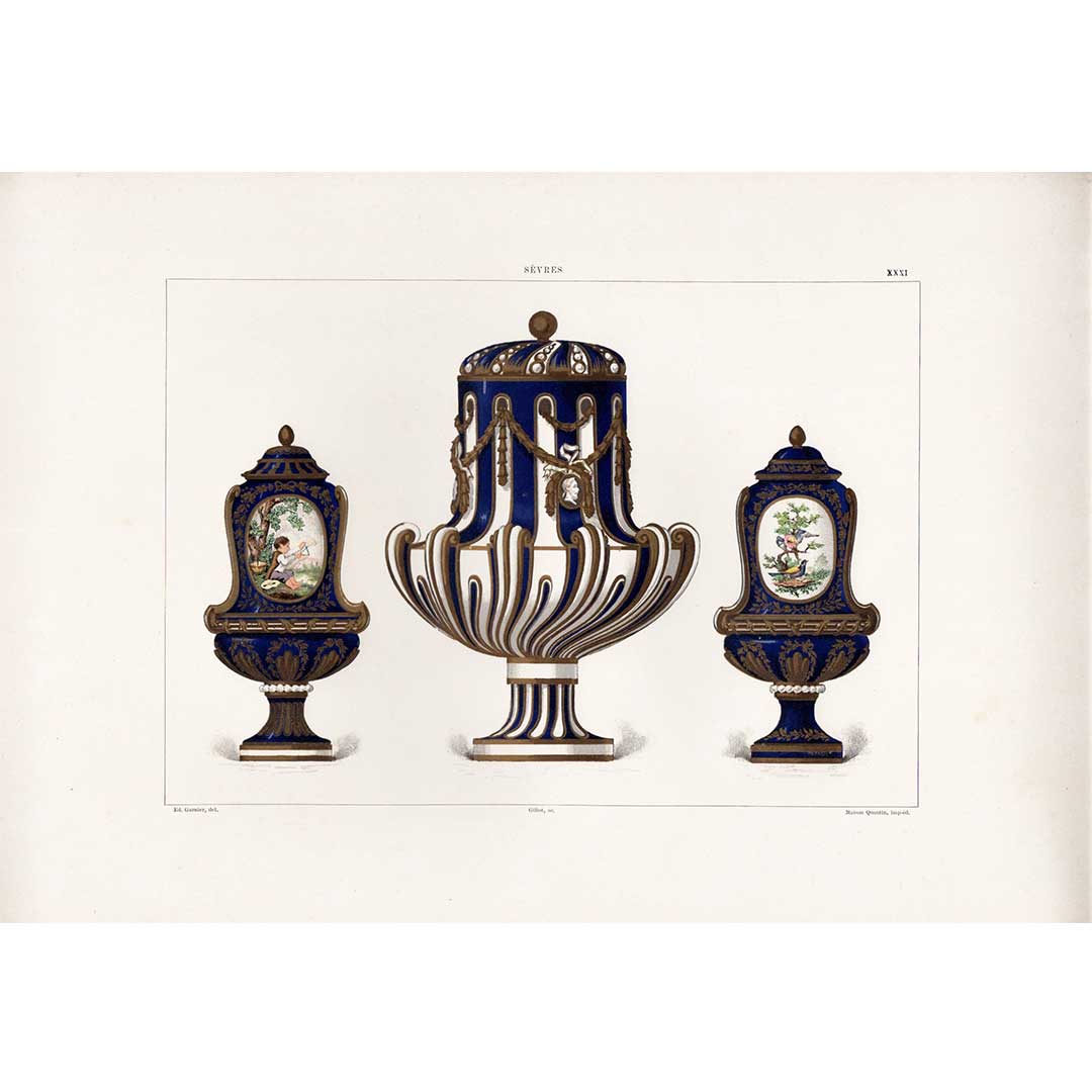 Sèvres soft porcelain "Three Vases" plate No. 31