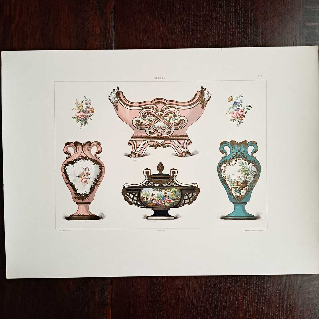 Sèvres soft-paste porcelain "Louis XV numbered planters and vases" plate no. 32