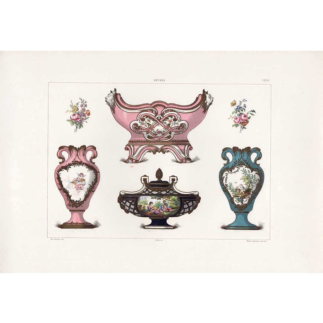 Sèvres soft-paste porcelain "Louis XV numbered planters and vases" plate no. 32