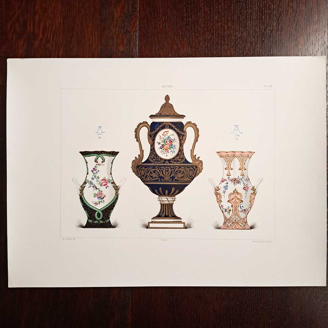 Sèvres soft-paste porcelain "Vase and flower pot" plate No. 36