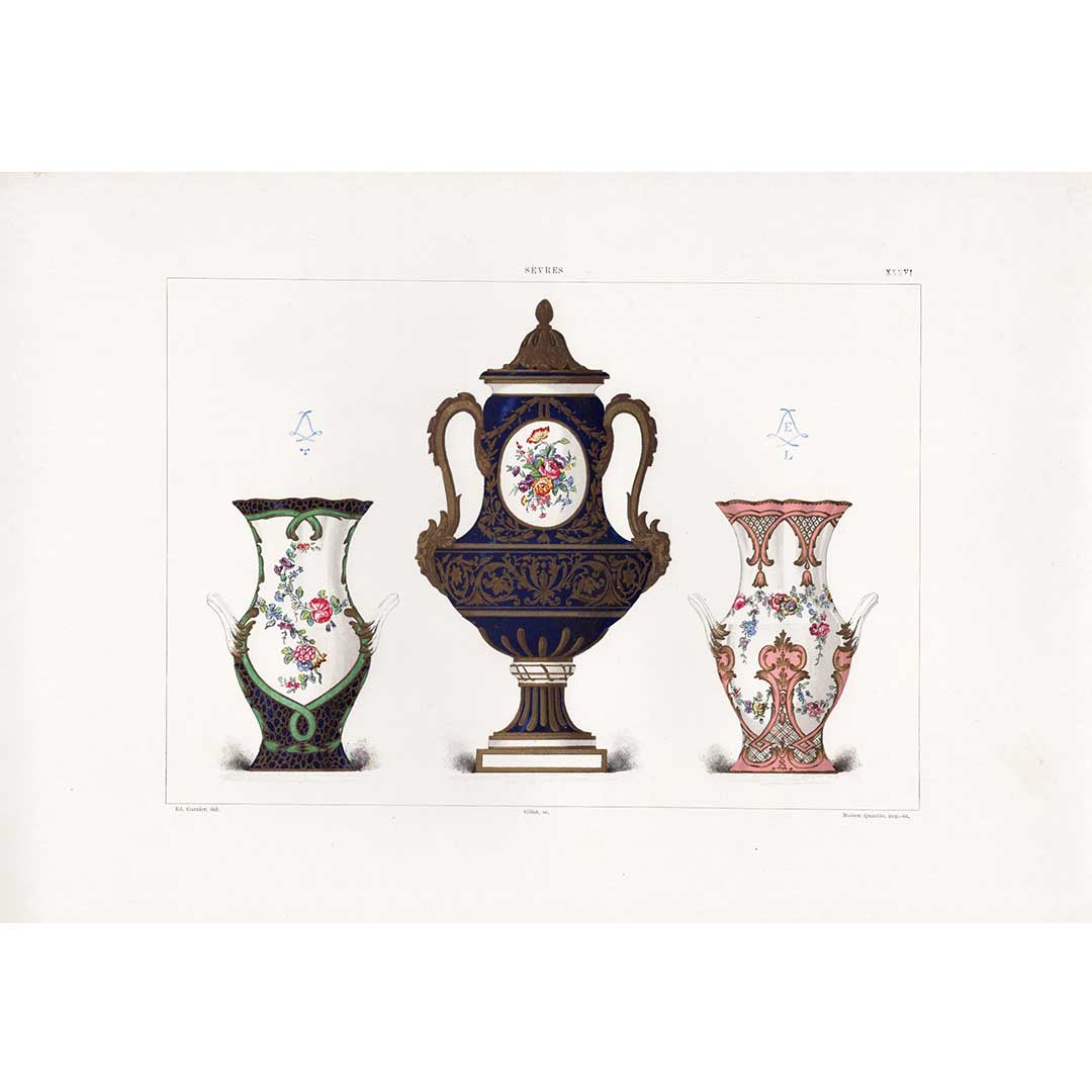 Sèvres soft-paste porcelain "Vase and flower pot" plate No. 36