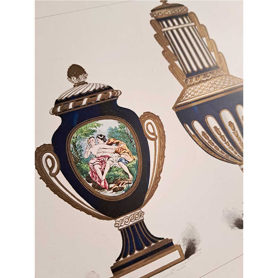 Sèvres soft porcelain "Three Vases" plate No. 37