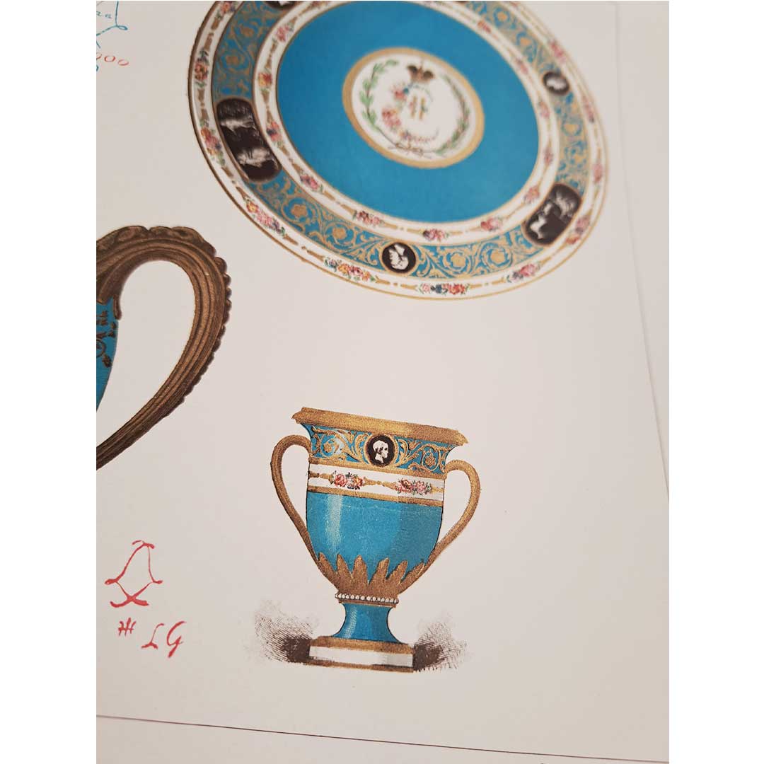 Sèvres soft porcelain "Catherine II dinnerware set (demi-tasse cups, saucers and pot)" plate no. 38