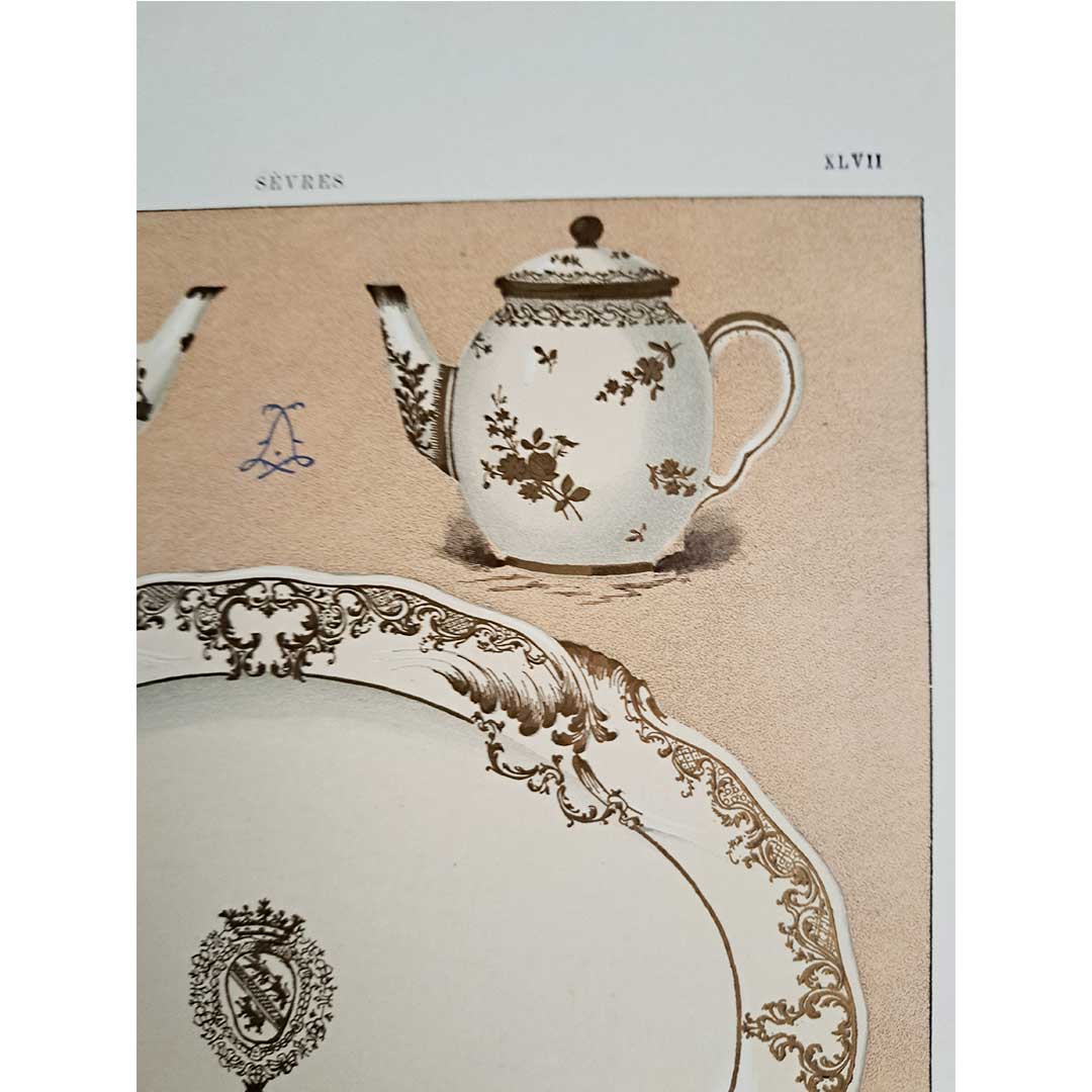 Sèvres soft porcelain "White and gold tableware" plate No. 47