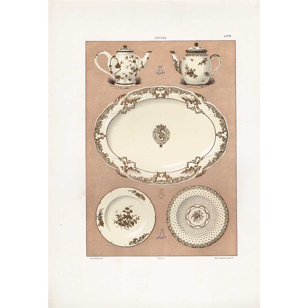 Sèvres soft porcelain "White and gold tableware" plate No. 47