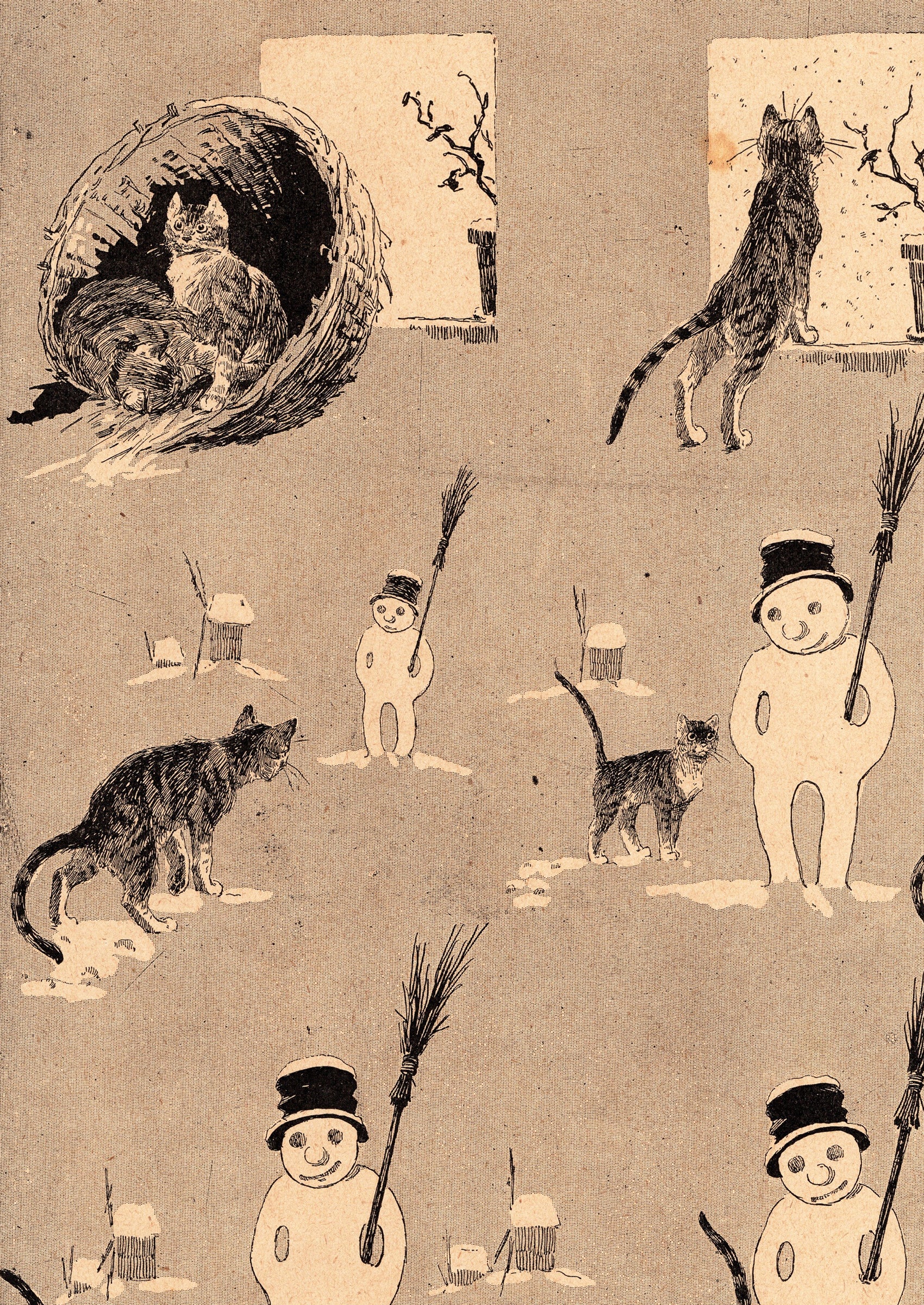 スタンラン ≪どのようにして黒猫が美しい白猫になったか≫ 1898年 『猫たち』より前半拡大図