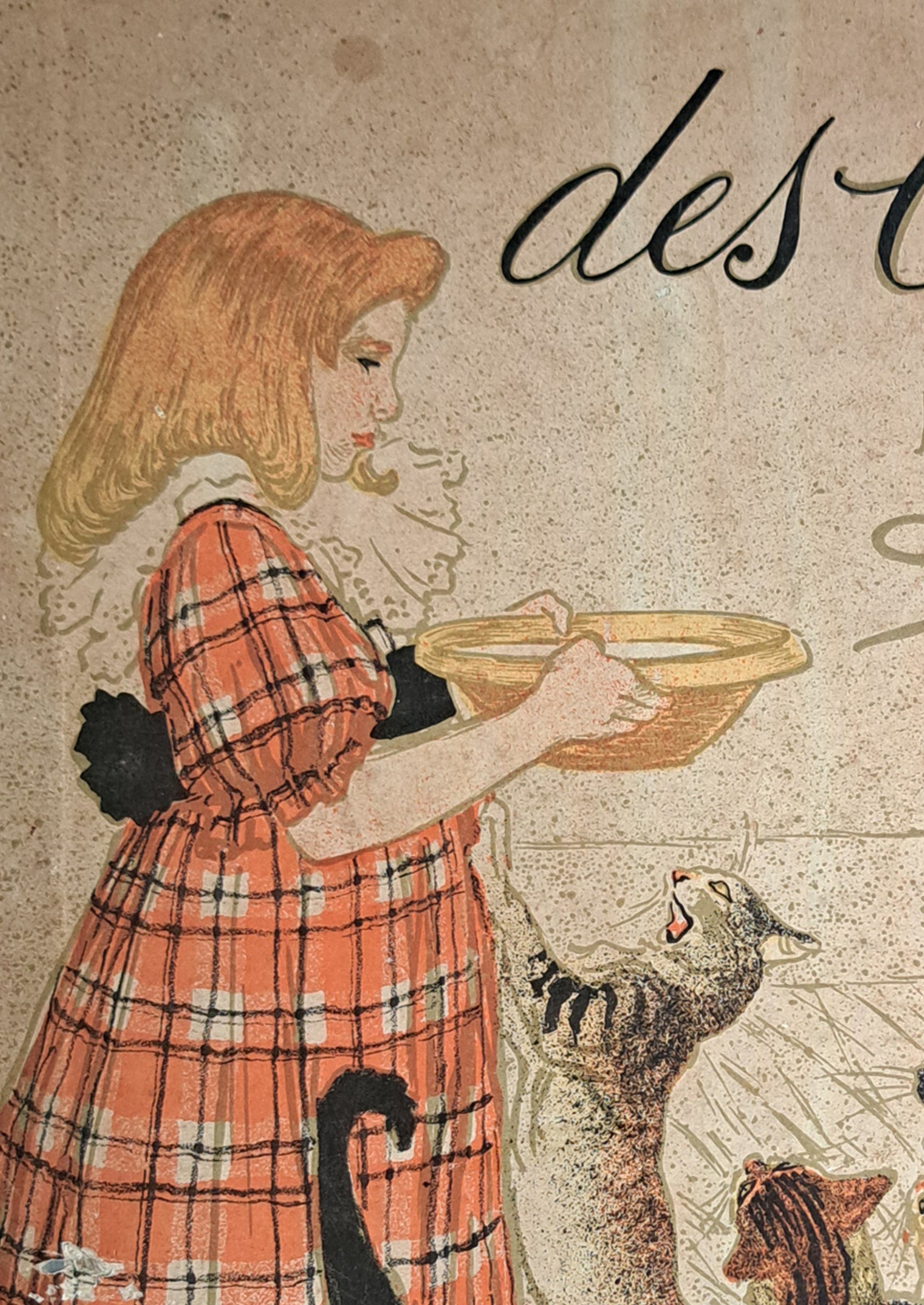 スタンラン ≪猫たち≫ 表紙図（1898年）の少女拡大図