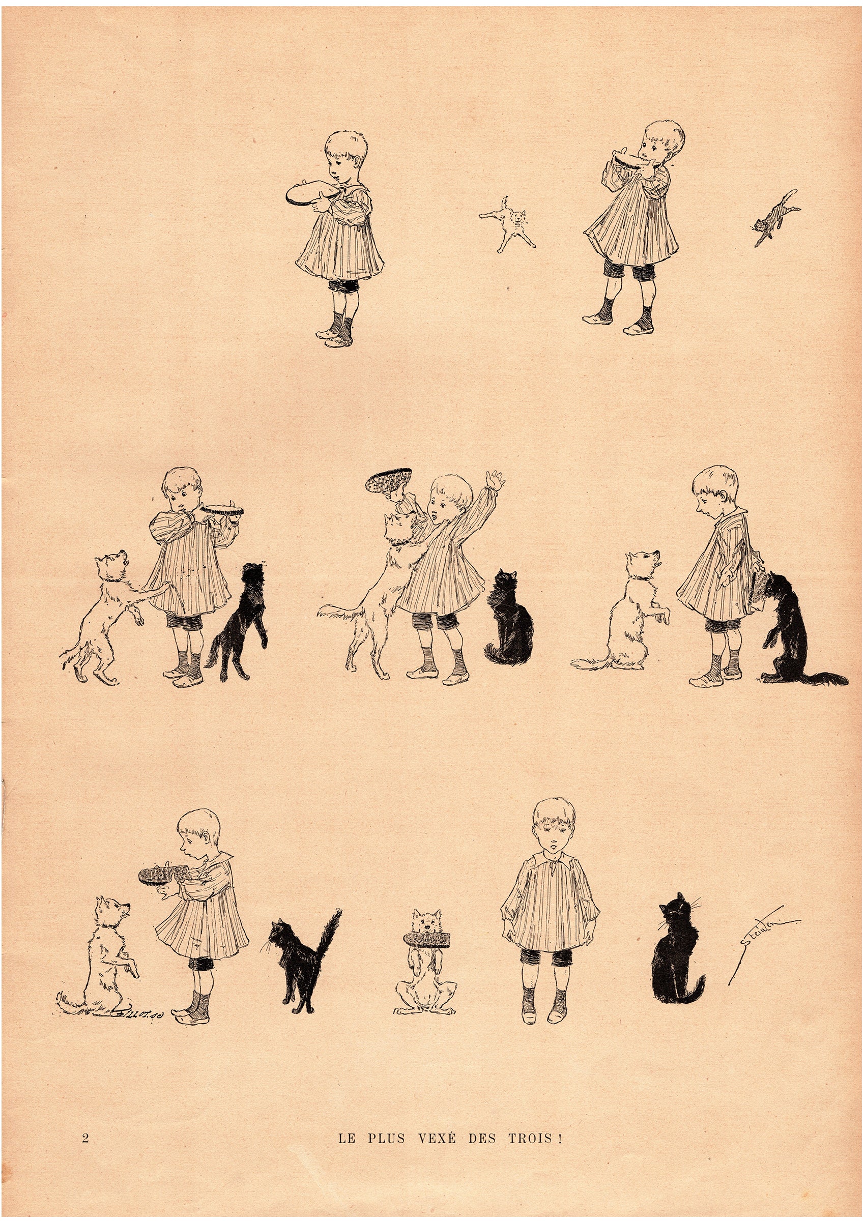 スタンラン ≪誰が一番損をした≫ 1898年 『猫たち』よりスキャン画像