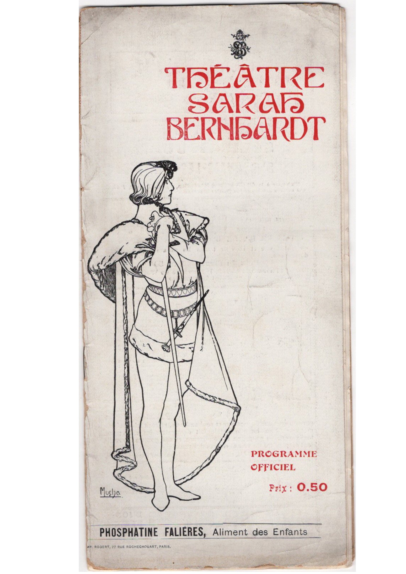 ≪サラ・ベルナール劇場公式プログラム（Theatre Sarah Bernhardt Programme Officiel）≫ 1905年 【アルフォンス・ミュシャ表紙】