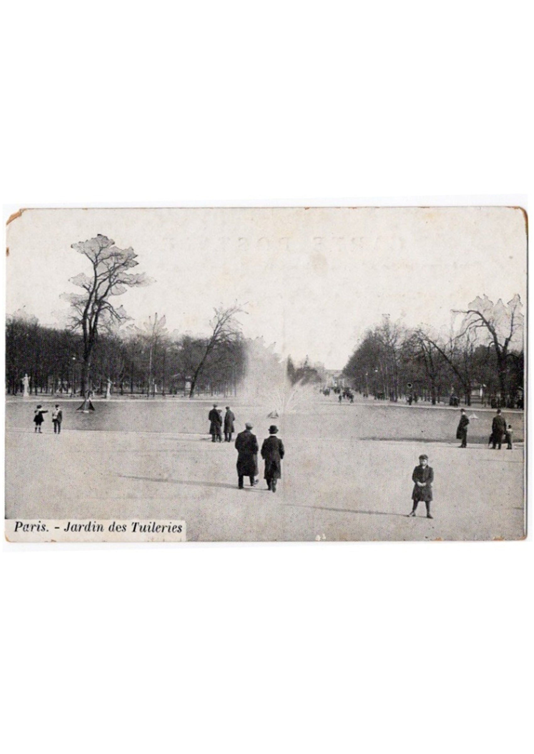 《チュイルリー公園》 1920年頃 パリ最古の公園を写したアンティーク写真絵はがき｜額装付き